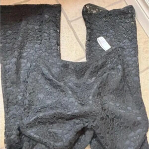Casual Corner black lace straight leg lined pants Size 10